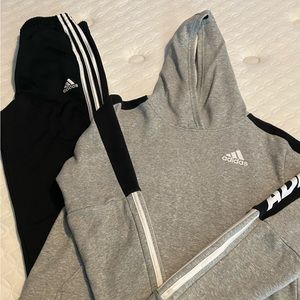 Boys, youth, large Adidas, sweatshirt, and sweatpants set